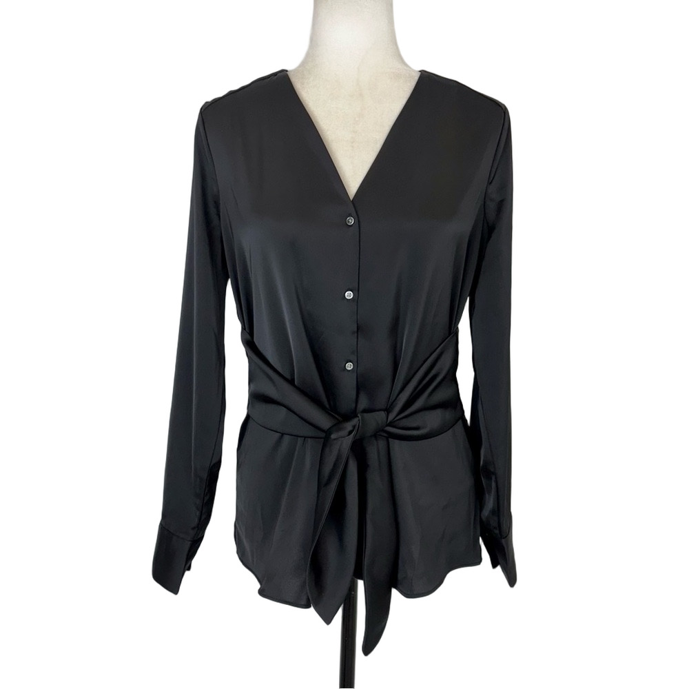 RW&Co black satiny blouse